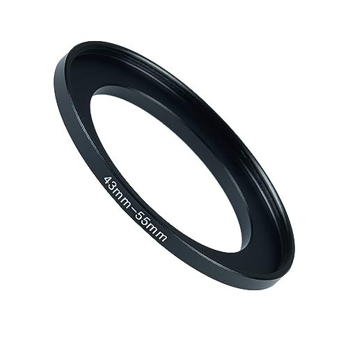 Image of 43mm to 55mm Step-up Adapter Rings Filter Adapter Black Metal Step Down Filter Ring Adapter Compatible with All Brand UV CPL ND Camera Lens Filter Stepping Rings (43mm-55mm), (NLY001)