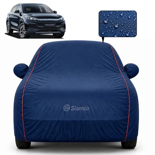 Image of Car Cover for BYD Atto 3 | 100% Waterproof Heavy-Duty 3-Layer Car Body Cover | All-Weather Rain, UV, Sun & Dust Protection | Custom Fit | Mirror & Antenna Pockets | Navy Blue