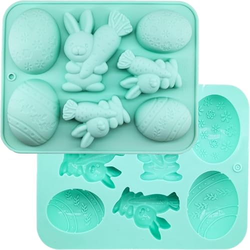 Yamobi Silicone Chocolate Mould for Easter, Silicone Mould for Chocolate, Easter Egg and Rabbit Moulds, Non-Stick and Easy to Clean Silicone Chocolate Mould