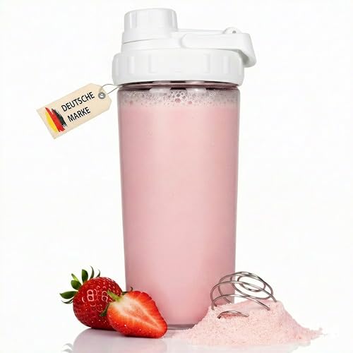 NORDSTAHL Glas Shaker 750 ml [PREMIUM] | Proteinshaker mit Mischnetz & Skala | BPA-Frei & auslaufsicher | spülmaschinenfest | robustes Spezialglas (Arktisweiß)
