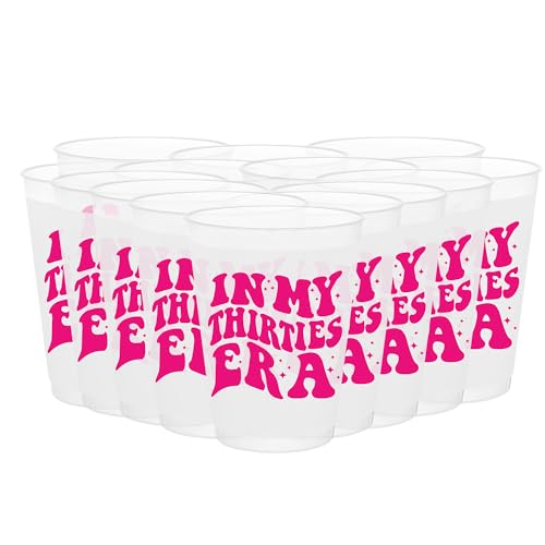 BZ In My Thirties Era Cups for 30th Birthday Party, Hot Pink Decorations for Her, Cheers to 30 Women (16 Count, 16 Oz.)