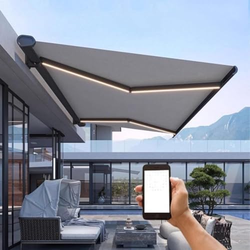 RNQZ Automatic Retractable Awning, Patio Awning Canopy, Electric Sunshade Shelter Protection Sun Shade Shelter for Yard Porch Balcony, Home & Patio,Rainproof and Windproof,2X1.5M