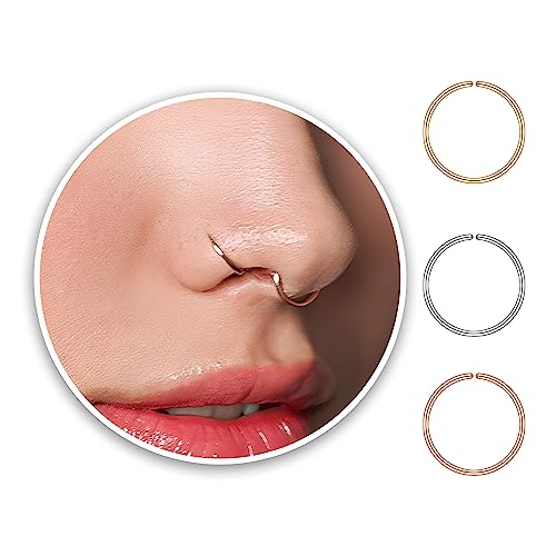 925 Sterling Silver Small Thin 20G 7mm Nose Ring Hoop for Women Men, USA Handmade Nose Septum Cartilage Piercing Jewelry