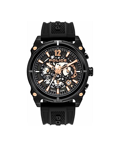 Police Antrim Orologio Uomo Al Quarzo Con Cinturino In Silicone Nero - Cassa 46mm PL.16020JSB-61P