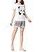 VENTELAN Women Pajama Set Cute Animal Pattern Short Sleeve Casual Shorts Sleepwear, White, X-Small(USA Size:0-2)