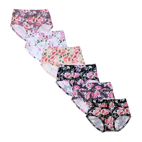 Cherse Women’S Underwear Cotton Panties High Waist Sexy Rose Flower Print 6 Pack Plus Size cover