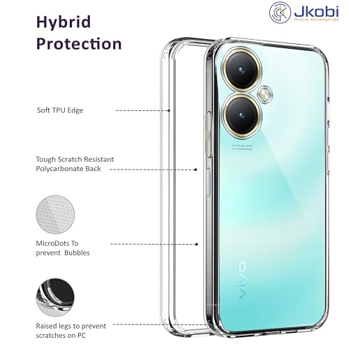 Image of Jkobi Back Cover for Vivo Y27 (Silicone Clear Shockproof Case with Camera Protection | Soft and Flexible | Transparent)
