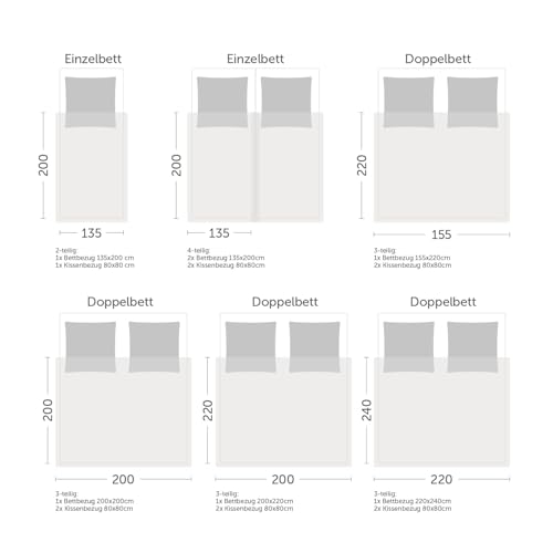 Blumtal Bettbezug-Set für Bettgröße 240 x 220 cm und 2 Kissenbezüge 40 x 70 cm, Oeko-TEX-Zertifiziert, sehr weich und atmungsaktiv… – Ansicht 3