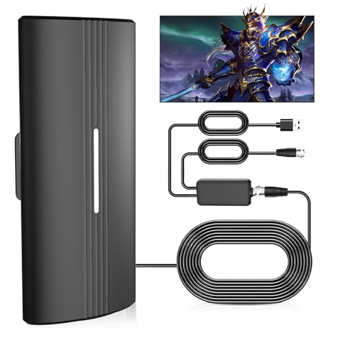 JASINPO TV Antenna Indoor Outdoor – Digital HDTV Antennas for Smart TV, Amplified Long Range OTA Reception, 4K/1080P Indoor Antenna with 36ft Coaxial Cable & Signal Booster for Local Channels