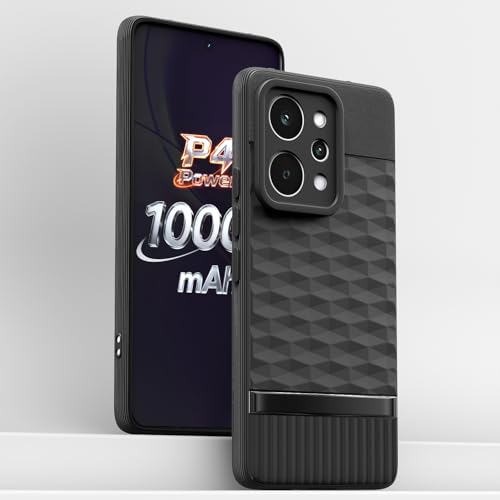 Image of Pikkme Back Cover for Realme P4 Power 5G Camera Protection 3D Hexa Cube Design Silicone Protective Bumper Case (Black)