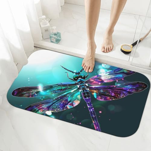 Tapis de bain antidérapant absorbant 80x50 motif libellule