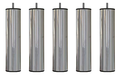 MEGALUXFRANCE 5 Pieds de Lit, Sommier Tapissier INOX Chromé 20 cm, vis M8 à Visser