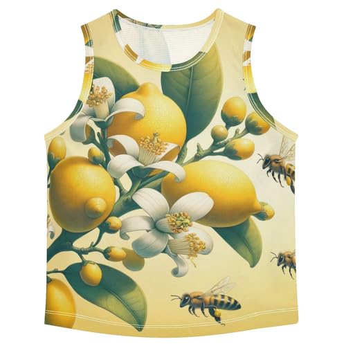 susiyo Lemon Branch and Flowers Bees Boys Sleeveless Tank Top Girls Athletic T Shirt