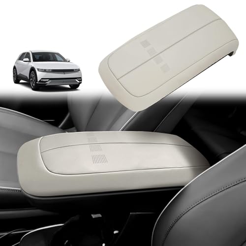 BestEvMod Center Console Cover Fit for Hyundai Ioniq 5 2021-2024 Morse Code Design Extra Soft Microfiber Leather Waterproof Armrest Pad Cover Protector (Light Brown)