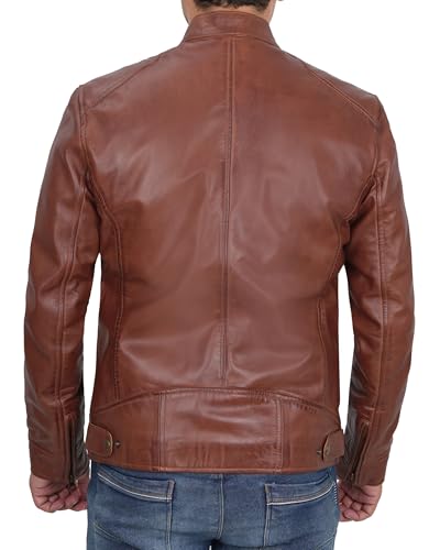 Decrum Distressed Brown Leather Jacket Mens - Lambskin Leather Jacket For Men | [1100493] Ddge Tan, M - Thumbnail 5