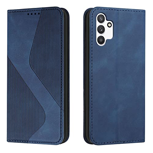 Mo Somnus Funda para Samsung Galaxy A13 4G, Funda Carcasa de Cuero para Samsung A13 4G, Cuero Billetera Flip Protectora Carcasa Magnético con Cáscara de Suave TPU para Samsung A13 4G (Azul)