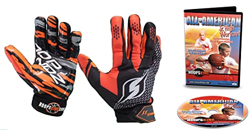 HOOPSKING Hoop Handz Weighted Basketball Training Gloves w/All-American Jr. High Basketball Workout DVD (Large)