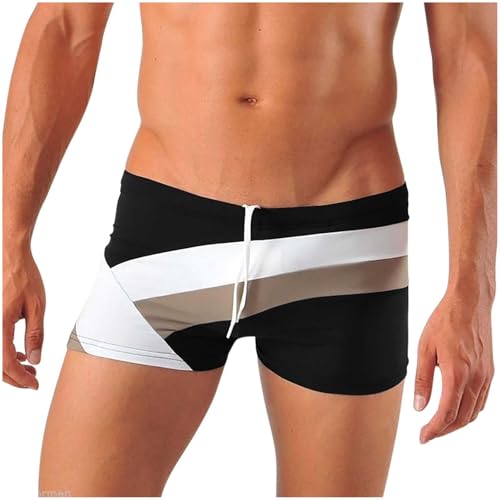 Men's Color Block Square Leg Swim Trunk Bikini Briefs Printed Swimsuit Athletic Swimwear Bathing Suit Swimming Trunks