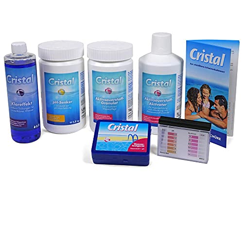 Cristal Poolpflege-Set Sauerstoff 4,1 kg - Wasserpflege Starter Set, Körnig, für die chlorfrei Pool Pflege