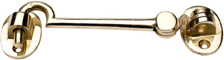 Merriway BH02550 Solid Brass Silent Cabin Door Hook and Eye Catch, 150mm (6 inch)