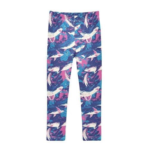 KLL Shark Ocean Navy Blue Toddler Baby Girl Active Leggings Soft Full Length Yoga Pants Sports
