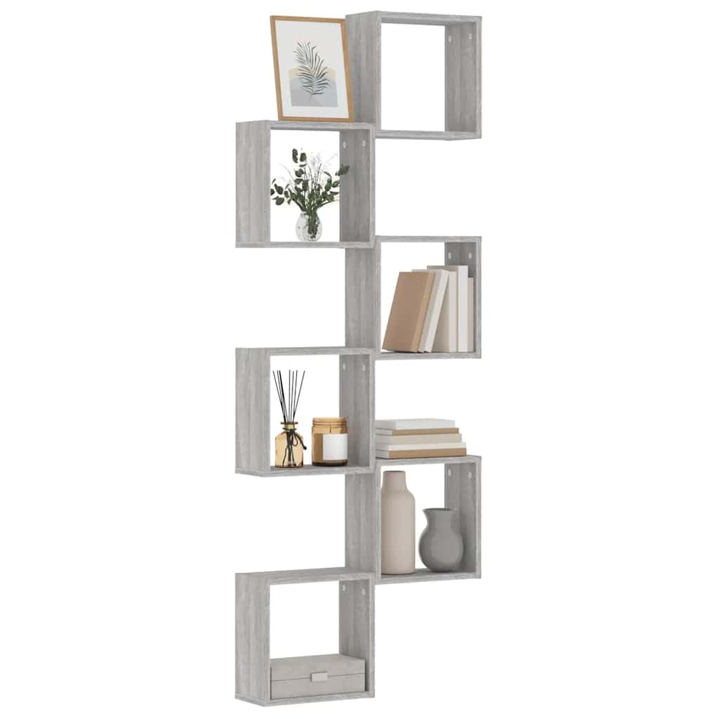 Étagère murale cube en bois multifonction gain de place