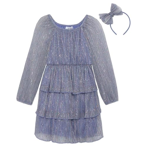 Speechless Girls' Long Sleeve Plisse Party Dress and Headband