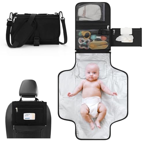 Image of Accmor Portable Diaper Changing Pad, Changing Pad for Baby Girl & Boy, Waterproof Travel Baby Changing Mat, Newborn Essentials Baby Shower Gifts, Black