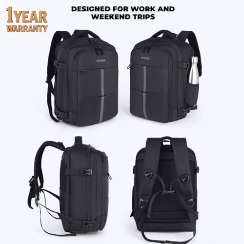 Image of B'CODE Laptop Backpack | Men & Women Travel Bag | Convertible Carry-On Luggage | Expandable Design | Shoe Compartment | Multiple Organizers | Water-Resistant Fabric