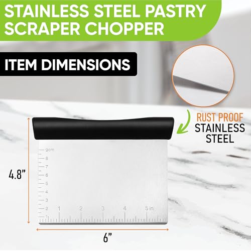 Image of Spring Chef Stainless Steel Bench Scraper & Bowl Scraper Set for Baking