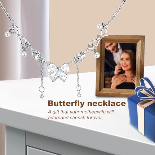Butterfly Necklaces for Women, Birthstone Pendant Necklace, Crystal Butterfly, Perfect for Daily Wear, Office and Party Gifts2