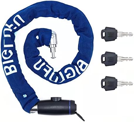 Bike Chain Lock, BIGLUFU 3 Feet Heavy Duty Bicycle Chain Lock, 9mm Thicker Anti-Theft Security Lock with 3 Keys for Bike, Motorcycle, Door, Gate, Fence, Scooter
