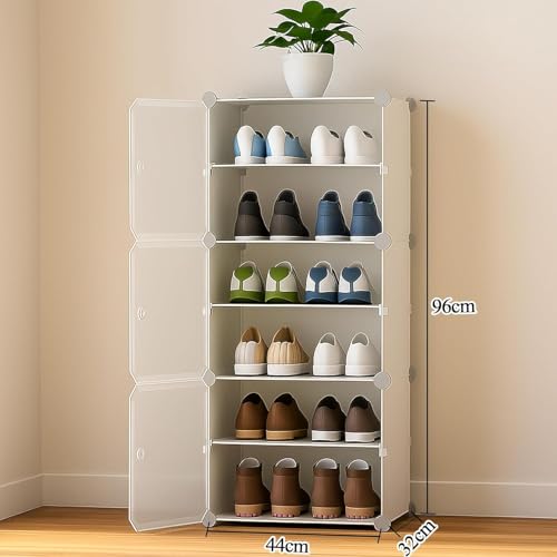 Image of Premium Modular Plastic Shoe Rack for Home | ๐ ๐๐๐๐๐
Shoe Rack with 3 Doors, Hook Holder for Home Storage Organizer with Metal Door Frame to Cover Chappal Slipper Sandals Shoes - White