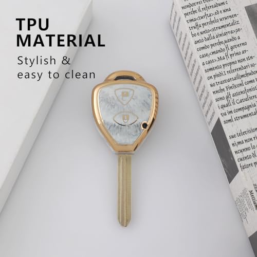 Image of Keyzone TPU Key Cover Compatible for Toyota Innova, Fortuner 2 Button Remote Key (Marble)