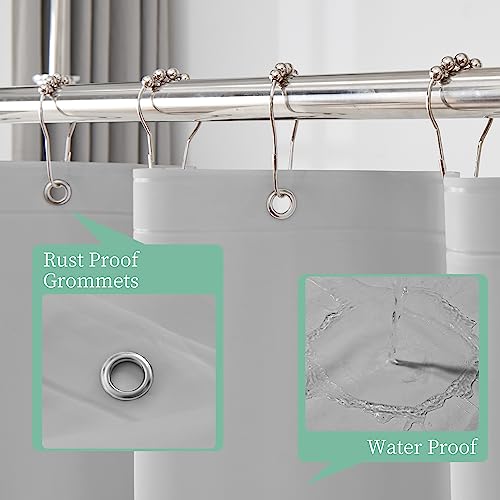 Image of Mrs Awesome Grey Shower Curtain Liner with 3 Magnets, 72x72 Premium Flexible Sturdy Plastic Shower Curtain for Bathroom Lightweight & Waterproof, Light Gray