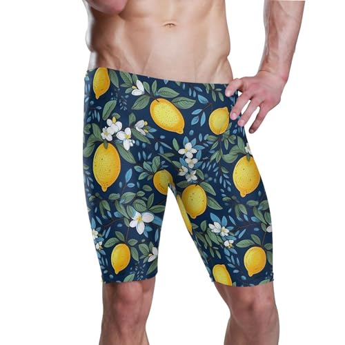 UMIRIKO Lemon Flowers Swim Jammers for Men Athletic Durable S B0401767