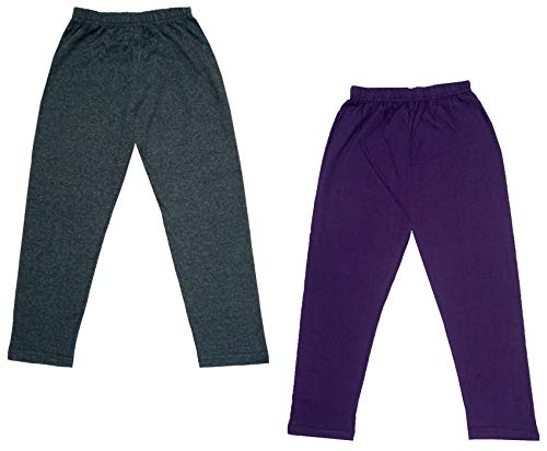 Image of IndiWeaves Girls Super Soft Cotton Solid Capri Pants (Wine, Grey, 10-12 Years) Pack of 2