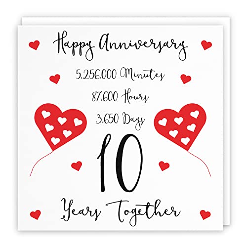Hunts England, Large 10th Wedding Anniversary Card, 10 Years Together, Happy Anniversary, Timeless Collection, Large