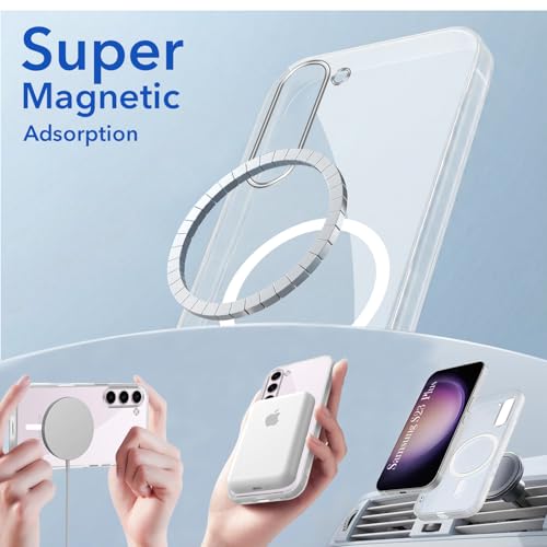 Image of Jkobi Lifetime Anti-Yellow MagSafe Compatible Clear Back Cover Case for Samsung Galaxy S23 Plus (Sleek Hard Crystal | Shockproof and Camera Protection)