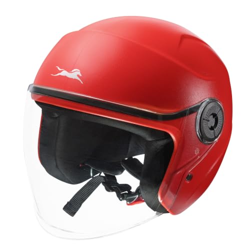 Image of TVS ACE ISI Certified Open face Unisex Helmet with Full Coverage Visor Available in 8 Colors | Lightweight Comfort-Fit Microfiber Liner Equipped with Quick Release Chin Strap