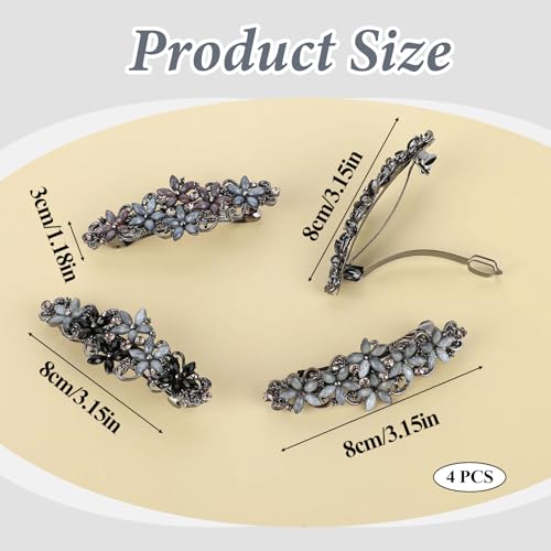 4 peças elegantes presilhas de cabelo vintage de strass, presilhas de cabelo femininas, grampos de c