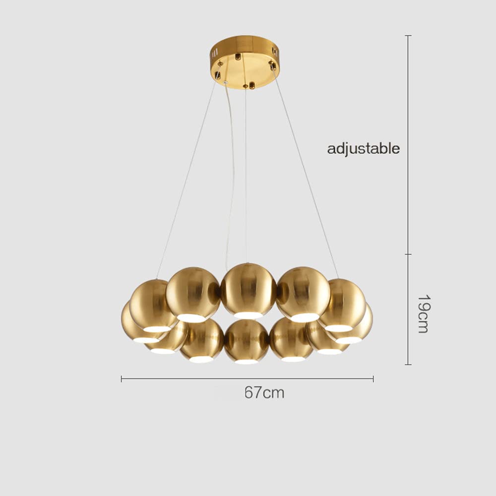 POKHDYE Luxury Gold Ring Lampa wisząca, nowoczesna oprawa oświetleniowa z ciepłym światłem 3000K do kuchennej wyspy/restauracji, dekoracyjna lampa sufitowa wisząca (36W/48W)