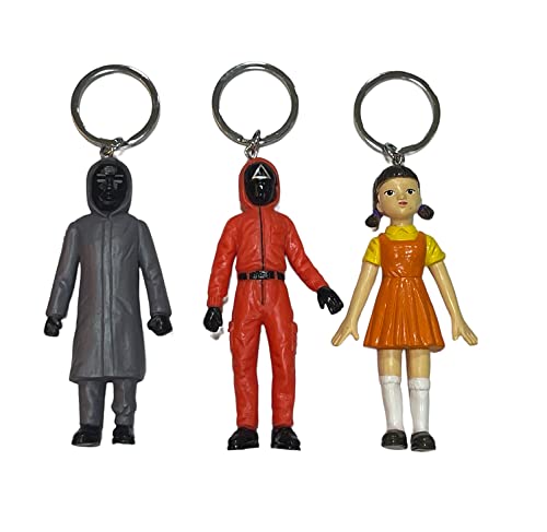 Image of AUGEN Squid Series Game 6 Set Action Figure Keychain Limited Edition for Car, Decoration, Cake, Office Desk & Study Table (Pack of 6 Pieces)