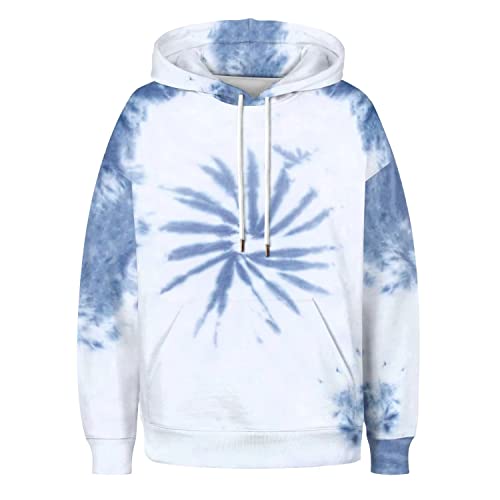 Glam Tie Dye Hoodies For Women - Pullover Tie Dye Sweatshirt With Ties - L… Blue #TOP2