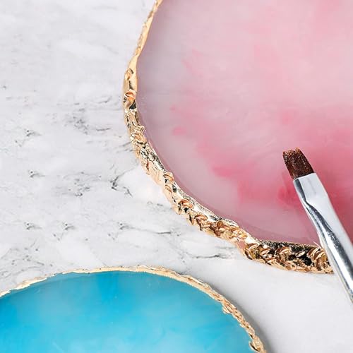 Image of NAILWIND Resin Stone Nail Art Palette, Nail Mixing Palette with Diamond Base, Nail Art Cosmetic Mixing Palette Color Mixing Pigment Polish Holder Nail Art Painting Gel Palette Round Mix - 1 pcs