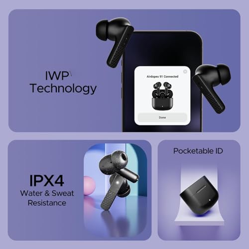Image of 91Pro Truly Wireless Earbuds TWS | ENC & High Bass | Upto 45 Hrs Playtime | Bluetooth V5.3 | Quad Mics with AI-ENC | 50ms Low Latency Gaming | Gaming Beast for Android & iOS (White)