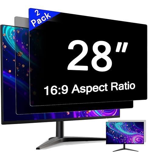 [2 Pack] 28 Inch Computer Privacy Screen for 16:9 Aspect Ratio Widescreen Monitor, Eye Protection Anti Glare Blue Light Computer Monitor Privacy Filter, Removable Anti-Scratch 28in Protector Film by GlanceGuard - Used condition - US$42.31