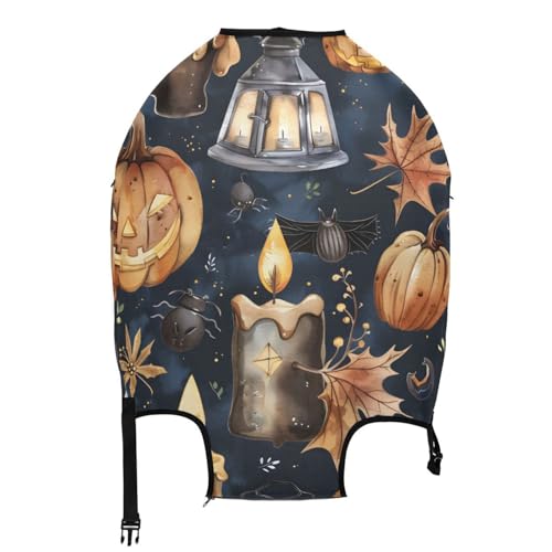 senya Travel Luggage Cover Suitcase Protector Halloween Candle Pumpkin Leaves Washable Baggage Covers Fits 22-24 Inch Luggage2