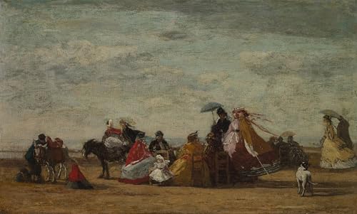 Tableaux sur toile scène de plage par Eugène Boudin 60x90cm pour bureau