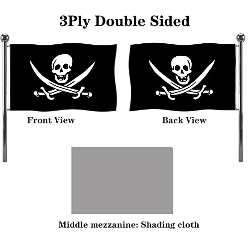 Jayus Jolly Roger Flags 3X5 Outdoor Double Sided Heavy Duty Pirate Flag Banner With 2 Grommets #TOP1